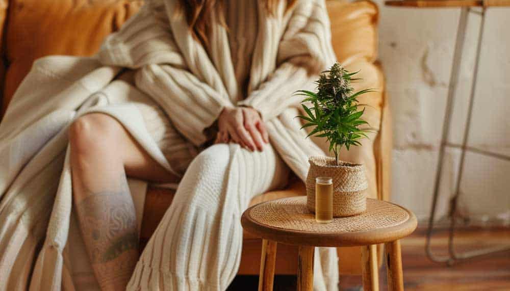 Relaxed person using cannabis for stress relief – adrenal fatigue and cannabis