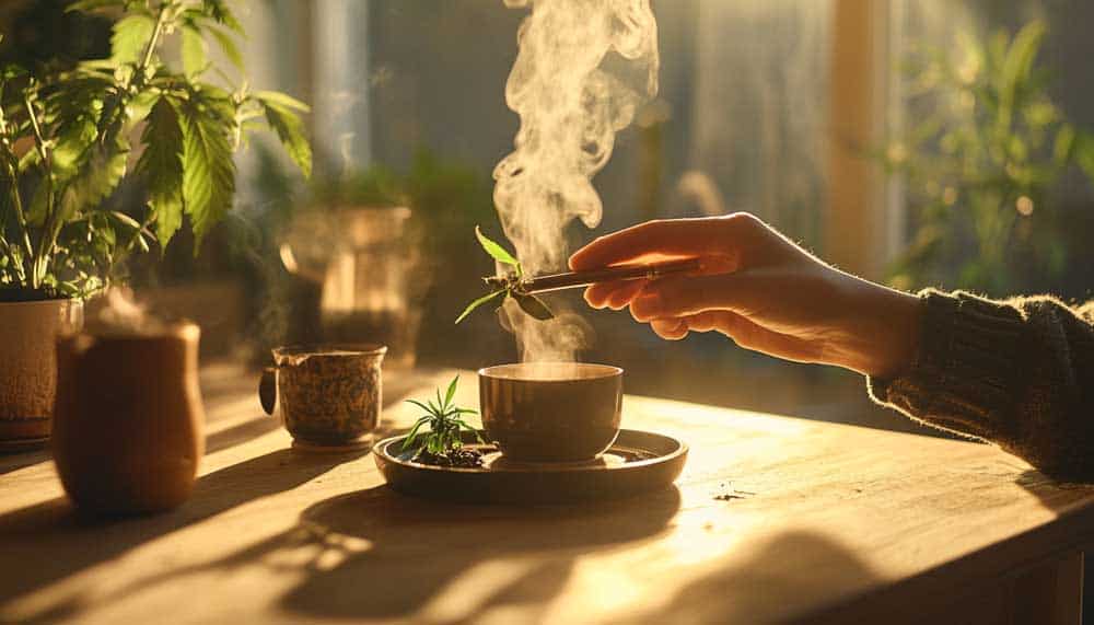 Enjoy your Thai Stick safely in a relaxed setting. This image shows a responsible and cozy cannabis smoking environment.